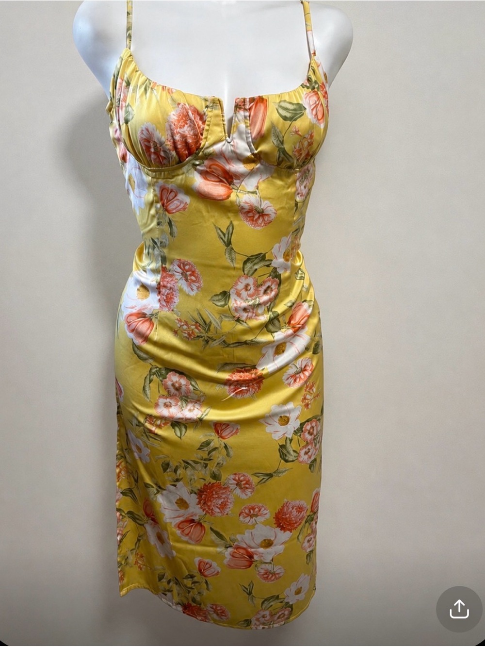 Forever 21 Yellow Floral Midi Dress